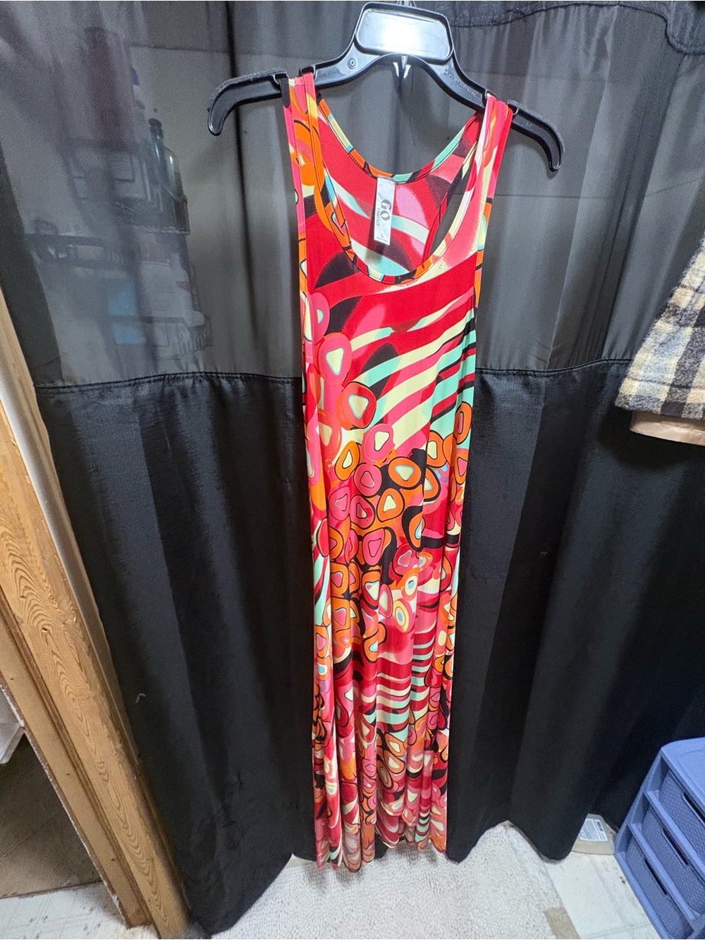 Go Couture Red Pink & Orange Abstract Print Maxi Dress